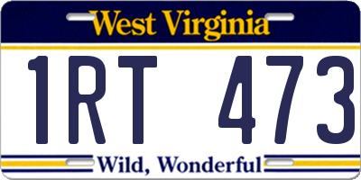 WV license plate 1RT473