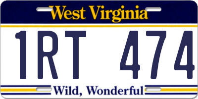 WV license plate 1RT474