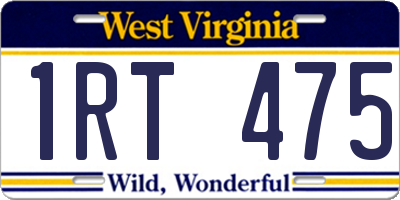 WV license plate 1RT475
