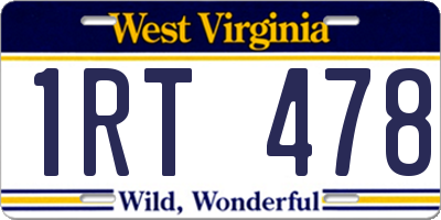 WV license plate 1RT478
