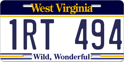 WV license plate 1RT494