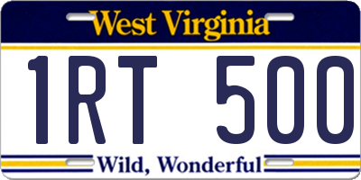 WV license plate 1RT500