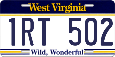 WV license plate 1RT502