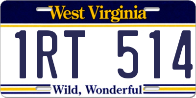 WV license plate 1RT514