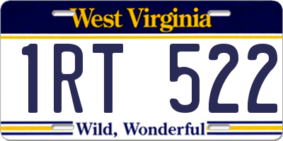 WV license plate 1RT522