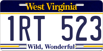 WV license plate 1RT523
