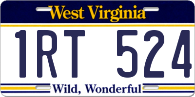 WV license plate 1RT524