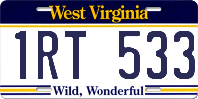 WV license plate 1RT533