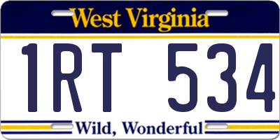 WV license plate 1RT534