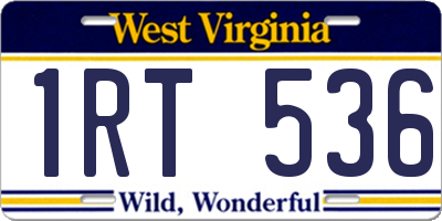 WV license plate 1RT536