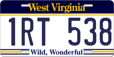 WV license plate 1RT538