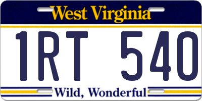 WV license plate 1RT540