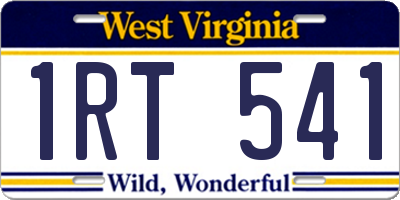 WV license plate 1RT541