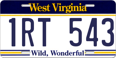 WV license plate 1RT543