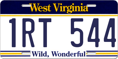 WV license plate 1RT544