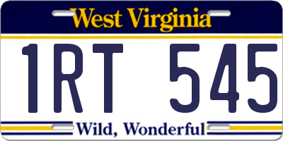 WV license plate 1RT545