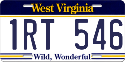 WV license plate 1RT546