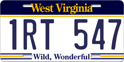 WV license plate 1RT547