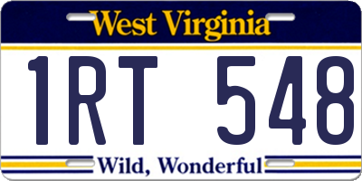 WV license plate 1RT548