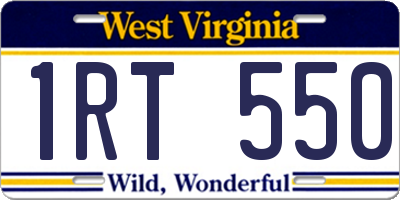 WV license plate 1RT550
