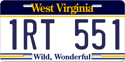 WV license plate 1RT551