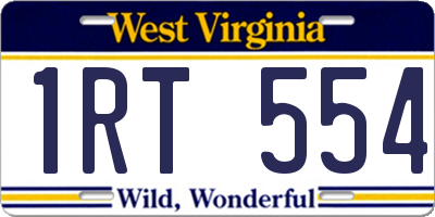 WV license plate 1RT554