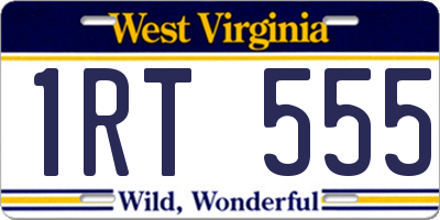 WV license plate 1RT555
