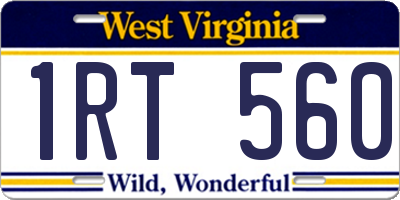WV license plate 1RT560