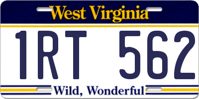 WV license plate 1RT562