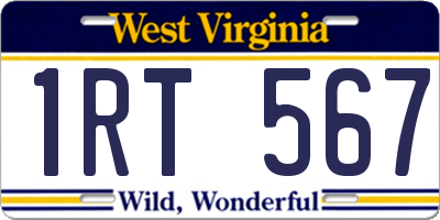 WV license plate 1RT567