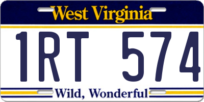 WV license plate 1RT574