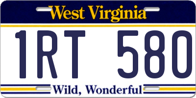 WV license plate 1RT580