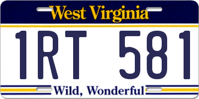 WV license plate 1RT581