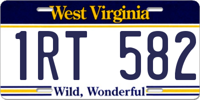 WV license plate 1RT582