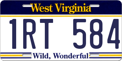 WV license plate 1RT584