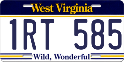 WV license plate 1RT585