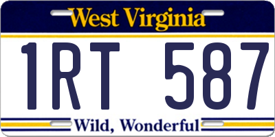 WV license plate 1RT587