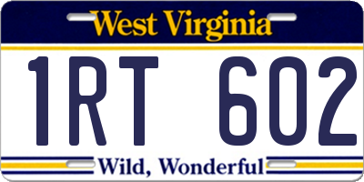 WV license plate 1RT602