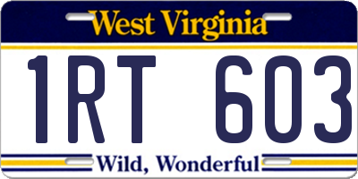 WV license plate 1RT603