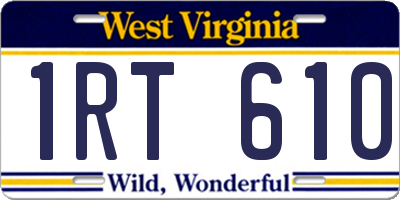 WV license plate 1RT610