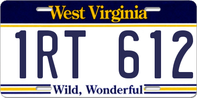 WV license plate 1RT612