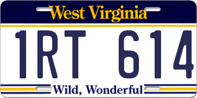 WV license plate 1RT614