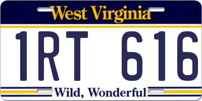 WV license plate 1RT616