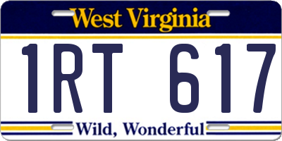 WV license plate 1RT617
