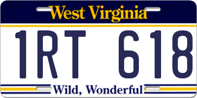WV license plate 1RT618