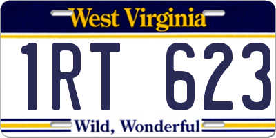 WV license plate 1RT623