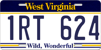 WV license plate 1RT624