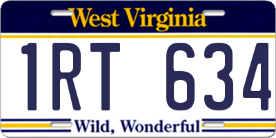 WV license plate 1RT634