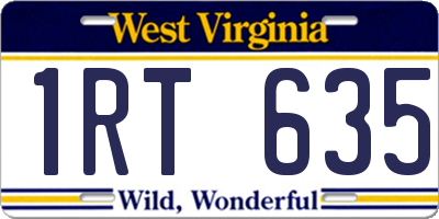 WV license plate 1RT635