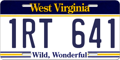 WV license plate 1RT641